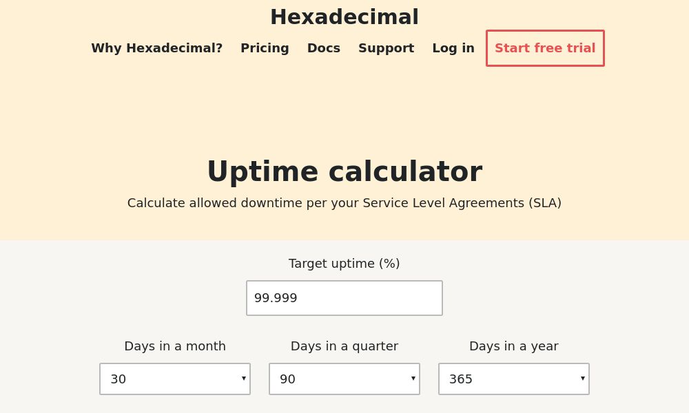 Screenshot of Availability calculator