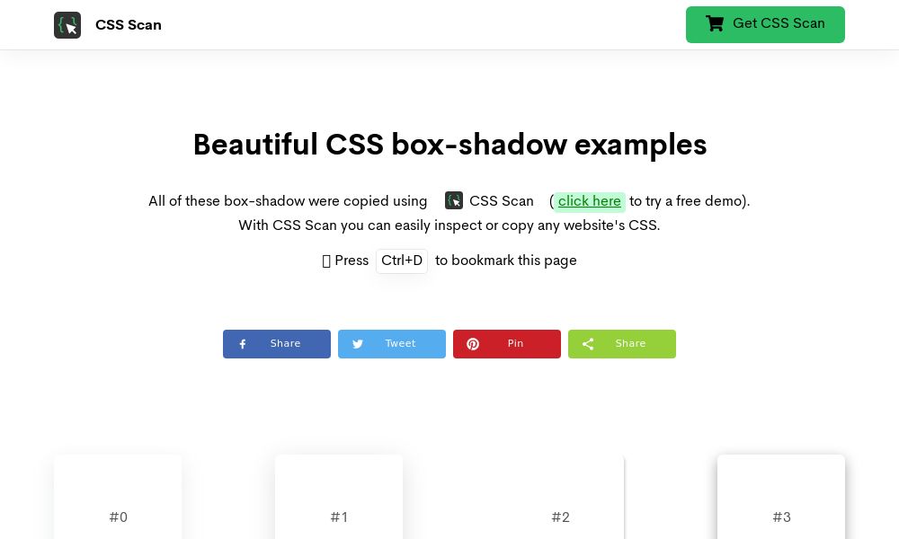 Screenshot of Beautiful CSS box-shadow examples