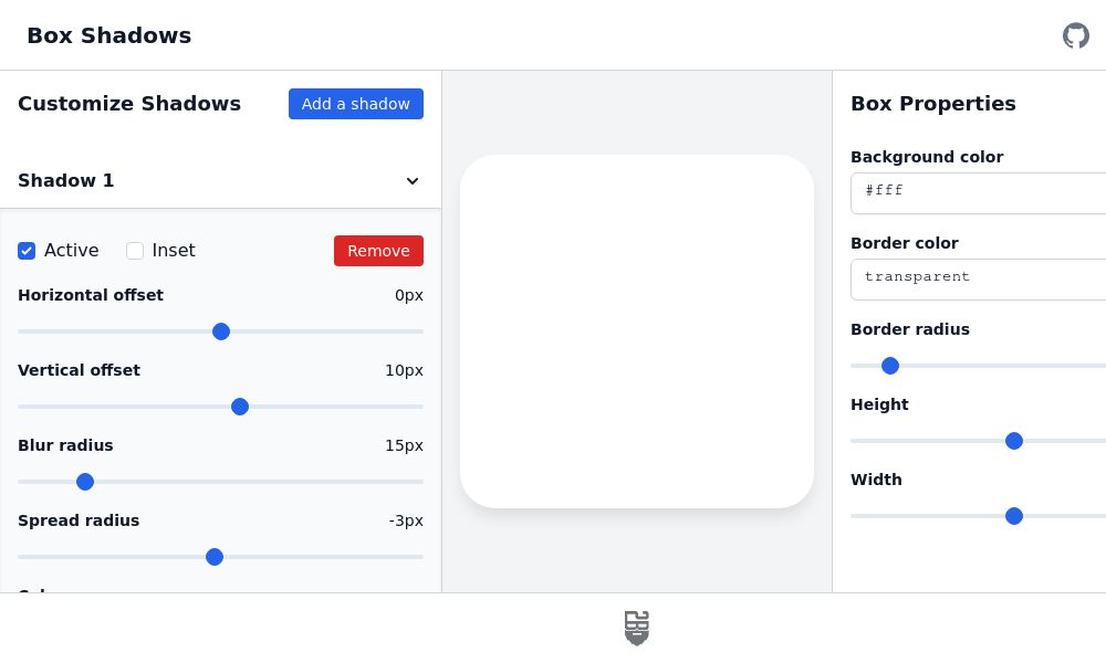 Screenshot of Box Shadows