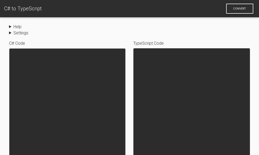 Screenshot of C# To TypeScript