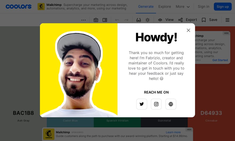 Screenshot of Color schemes generator