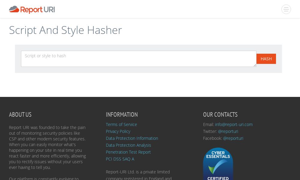 Screenshot of CSP Hash Generator