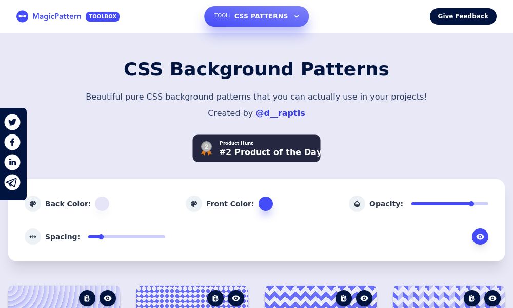Screenshot of CSS Background Patterns