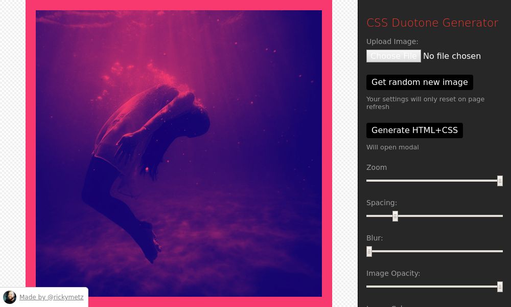 Screenshot of CSS Duotone Generator
