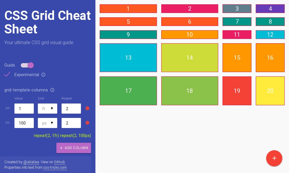 Screenshot of CSS Grid Cheat Sheet