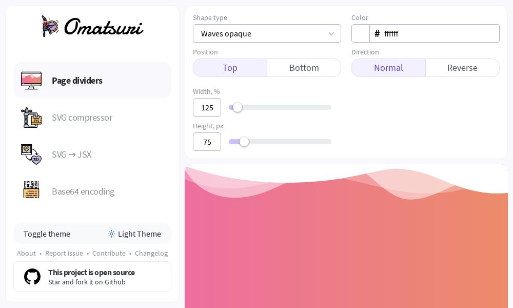 Screenshot of Curved page deviders