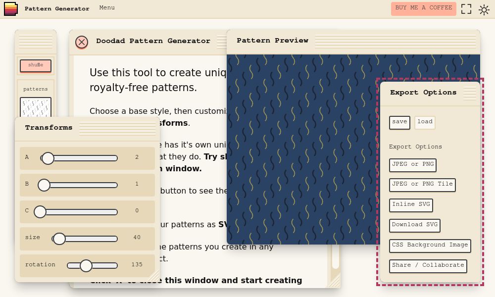 Screenshot of Doodad Pattern Generator