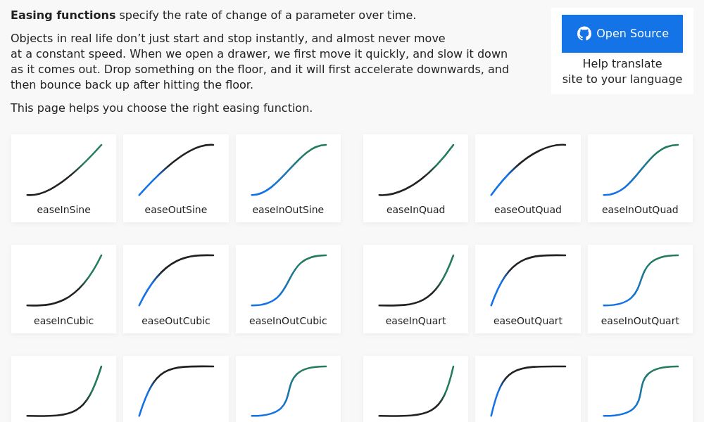 Screenshot of easings.net