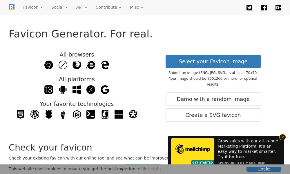 Screenshot of Favicon Generator. For real.