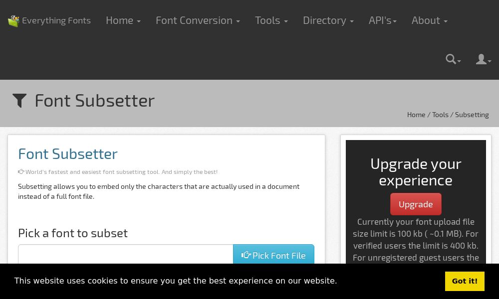 Screenshot of Font Subsetter