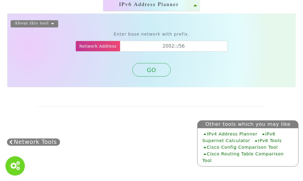 Screenshot of IPv6 Address Planner