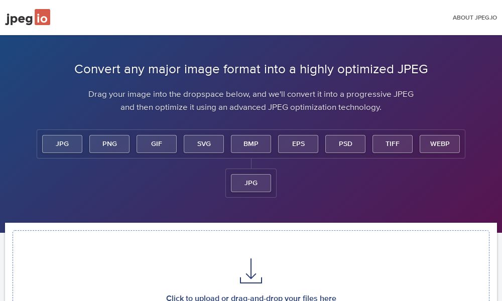 Screenshot of jpeg.io