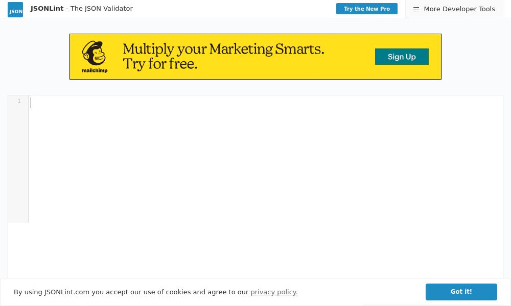 Screenshot of JSONLint