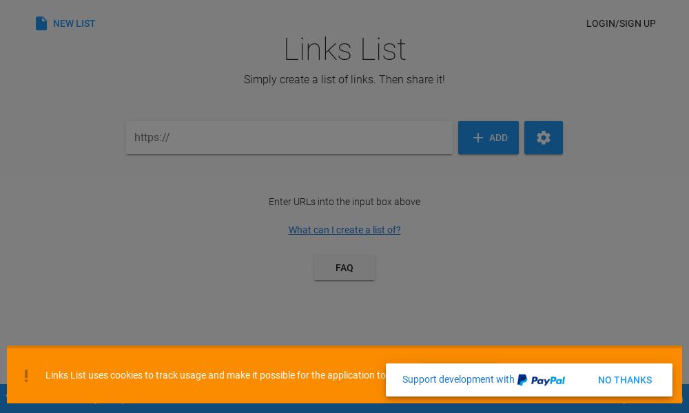 Screenshot of Links List