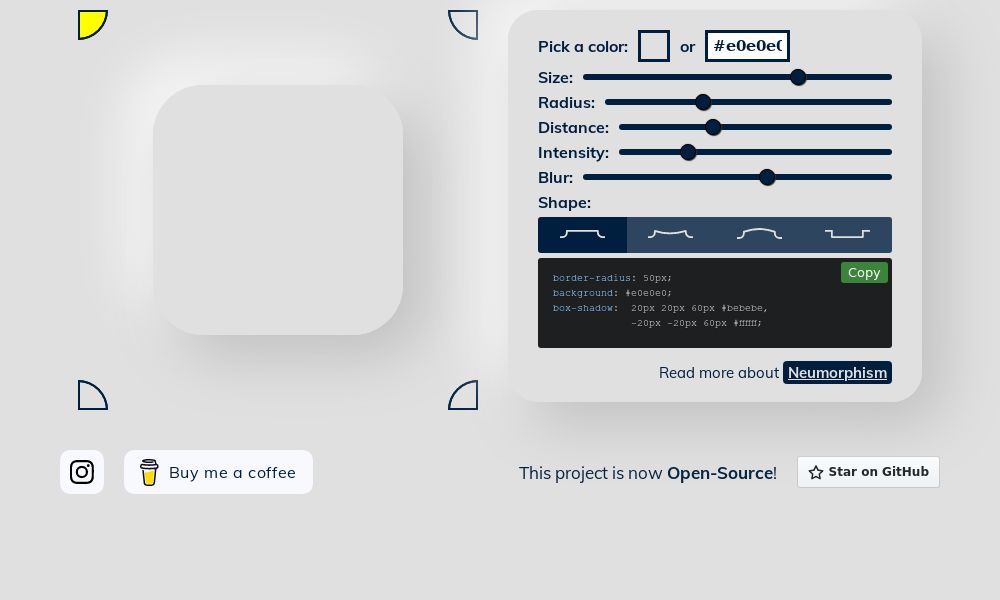 Screenshot of Neumorphism.io