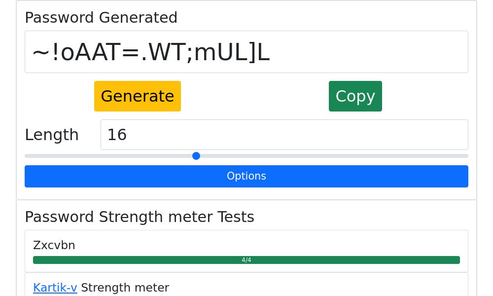 Screenshot of Password Generator