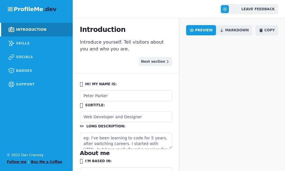 Screenshot of ProfileMe.dev