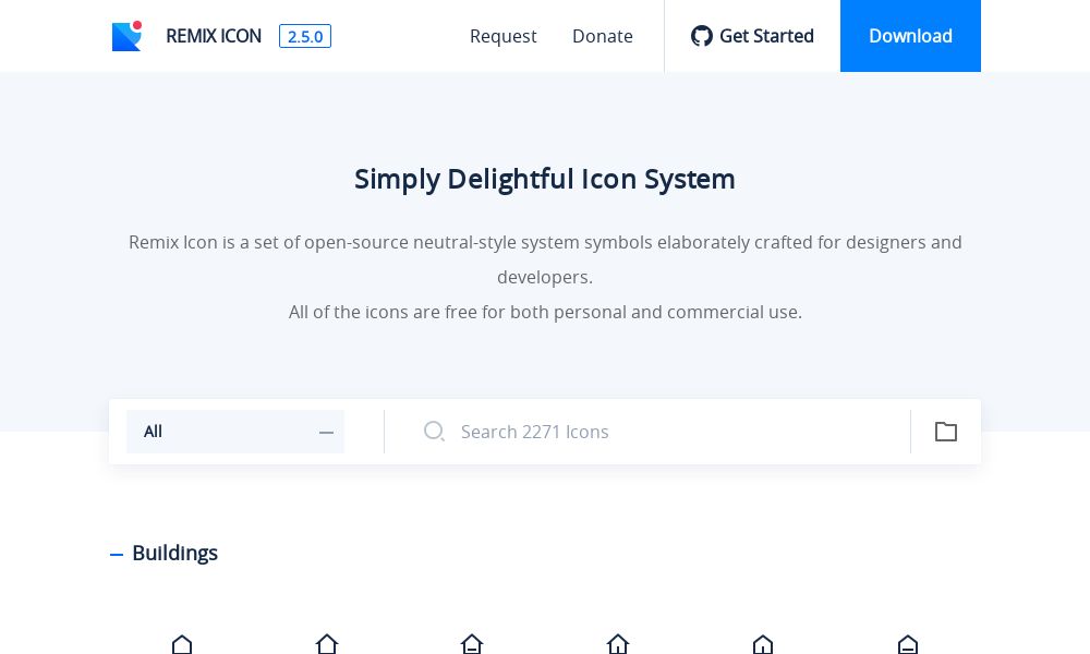 Screenshot of Remix Icon