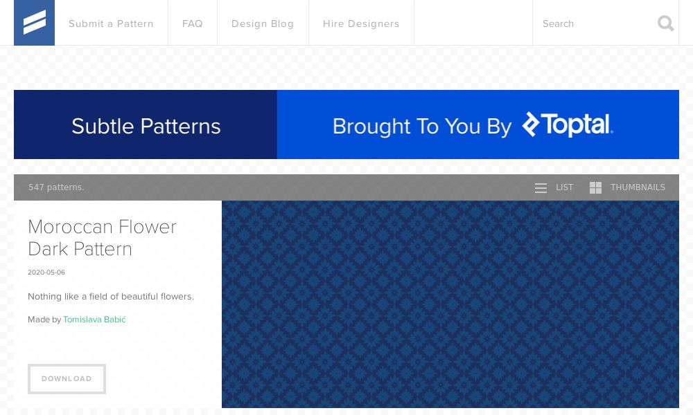 Screenshot of Subtle Patterns