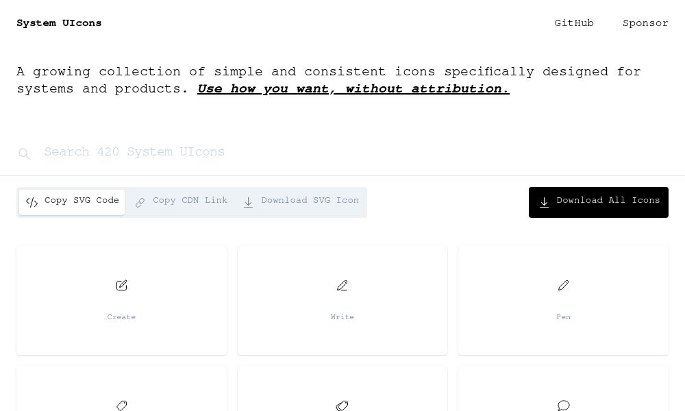 Screenshot of System UIcons