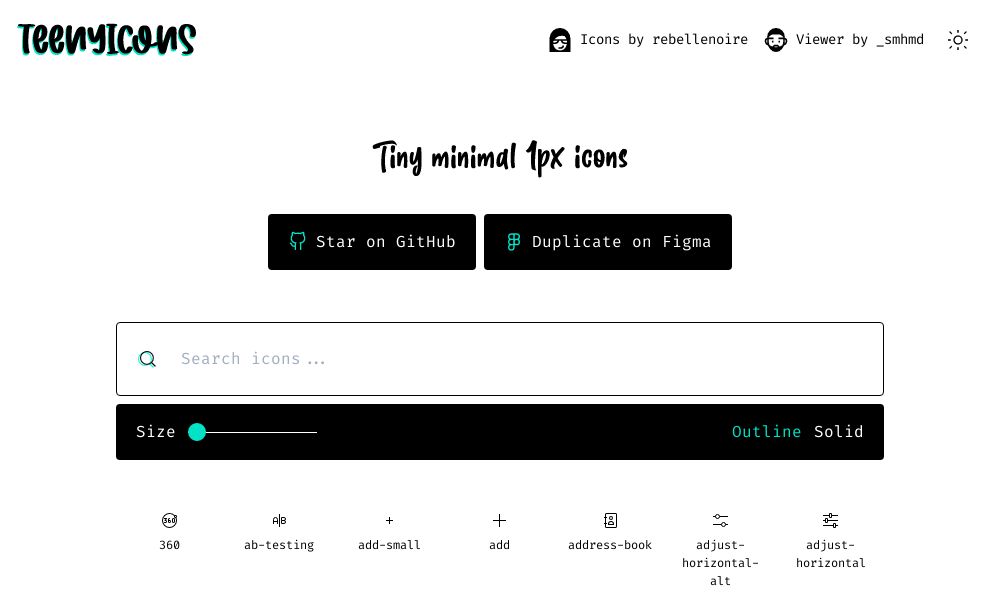 Screenshot of Teenyicons