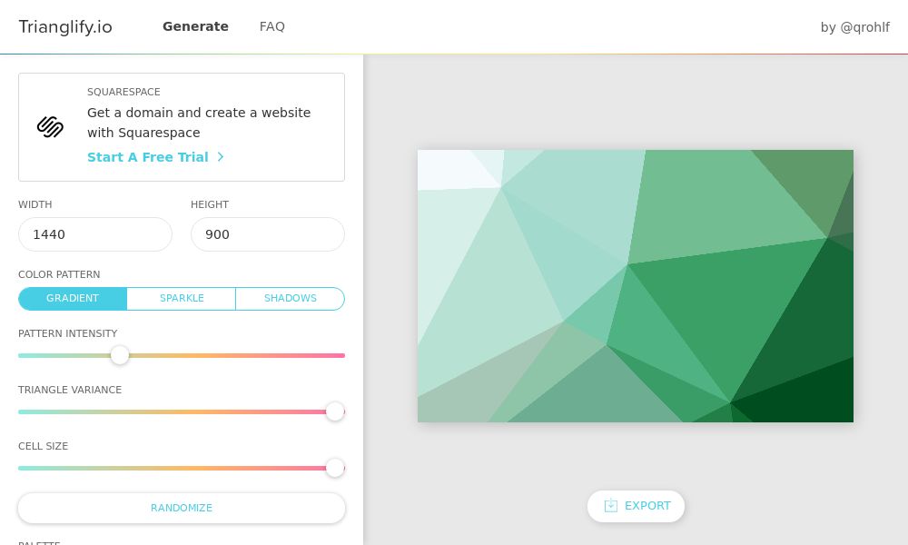 Screenshot of Trianglify.io
