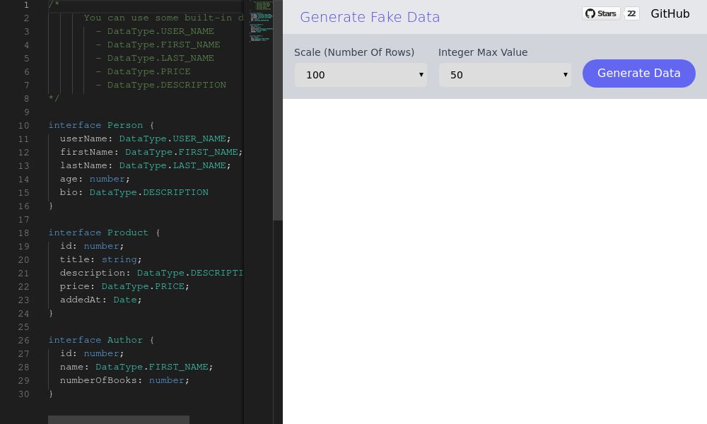 Screenshot of ts-faker