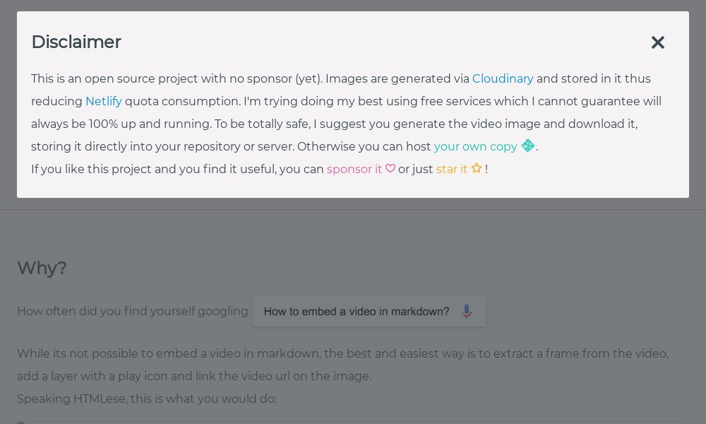 Screenshot of Video to markdown