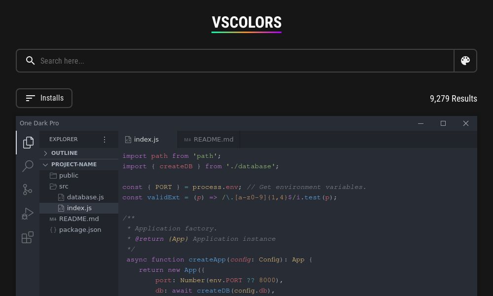 Screenshot of VSCOLORS