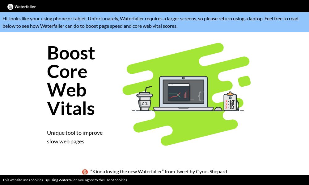 Screenshot of waterfaller.dev